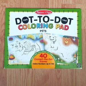 New Melissa & Doug ABC 123 Dot-to-Dot Coloring Pad Pets 40 Pages
